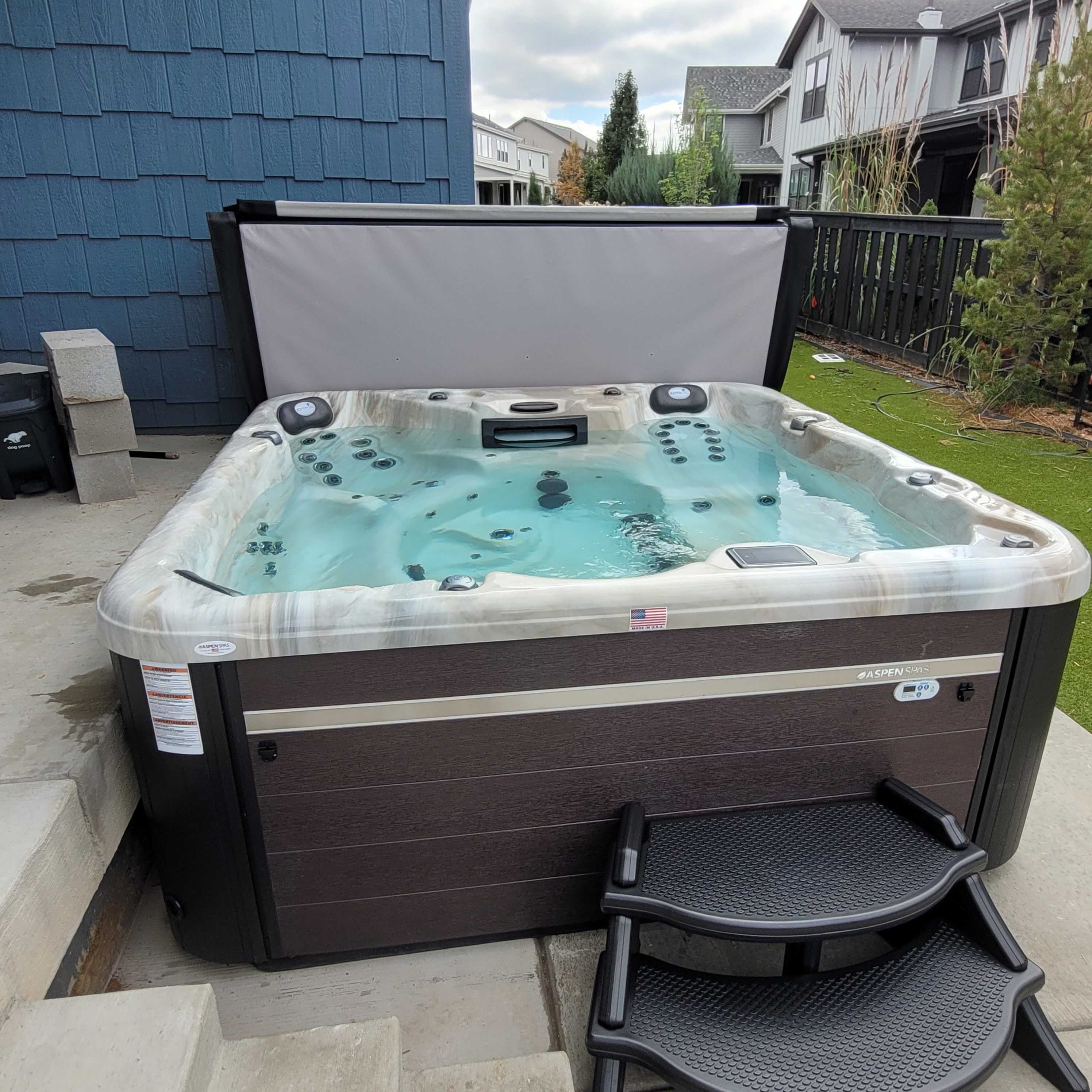 Aspen Spas Pinnacle Series — premium gray hot tub